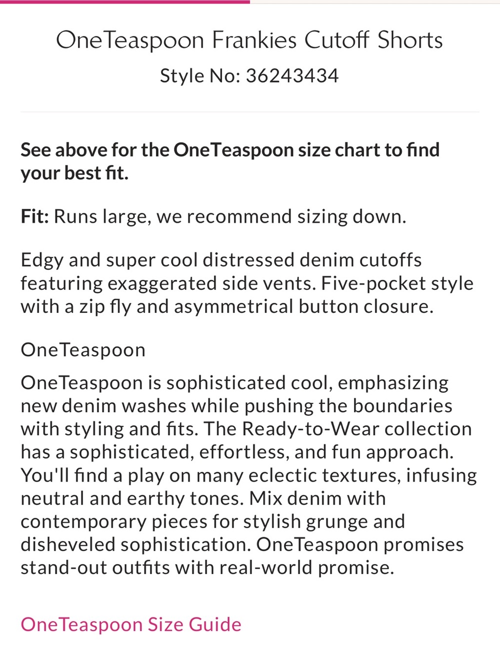 One Teaspoon Light Blue Distressed Denim Cutoff Shorts - Picture 4 of 7